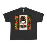 Pigment Black Christmas merry mama messy bun Urban Heavy Tee - Jasminsmagicworld
