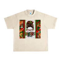 Sandshell Christmas merry mama messy bun Urban Heavy Tee - Jasminsmagicworld