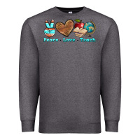 Charcoal Heather peace love teach Premium Sweatshirt - BundleAndBundleShop