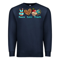 Navy peace love teach Premium Sweatshirt - BundleAndBundleShop