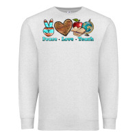 Oatmeal Heather peace love teach Premium Sweatshirt - BundleAndBundleShop