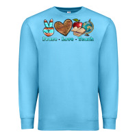 Ocean Blue peace love teach Premium Sweatshirt - BundleAndBundleShop