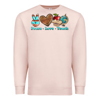 Pale Pink peace love teach Premium Sweatshirt - BundleAndBundleShop