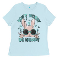 Baby Blue don't worry be hoppy Ladies Tee - MaliasSmallBusiness