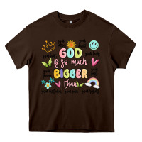 Chocolate Brown god is so much bigger than malia Heavy Core Tee - MaliasSmallBusiness