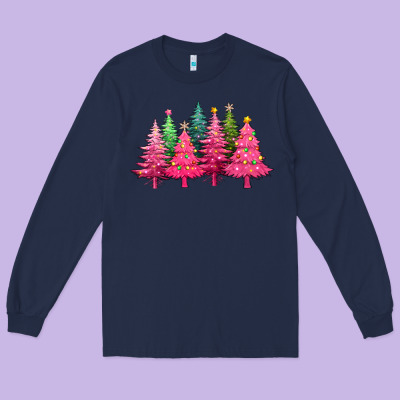Christmas Tress With Lights Long Sleeve Tee Designed By Texasbilliewilder