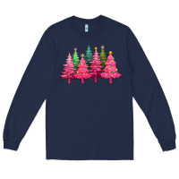 Navy christmas tress with lights Long Sleeve Tee - texasbilliewilder