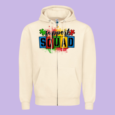 Autism Support Squad Zipper Hoodie Designed By Oliviacreatesart