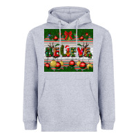 Heather Grey Christmas Believe Heavyweight Hoodie - BundleAndBundleShop