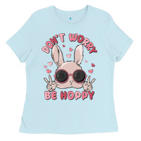 Baby Blue don't worry be hoppy Ladies Tee - MaliasSmallBusiness