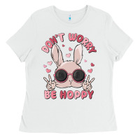 White don't worry be hoppy Ladies Tee - MaliasSmallBusiness