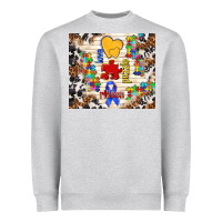 Heather Grey love puzzle ribbon Heavyweight Sweatshirt - TumblerDesignByShophia