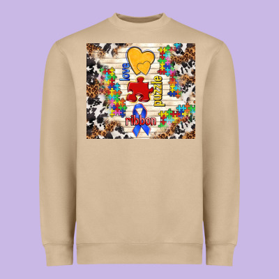 Love Puzzle Ribbon Heavyweight Sweatshirt Designed By Tumblerdesignbyshophia
