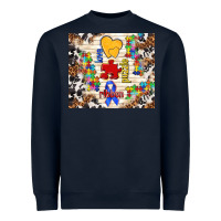 Navy love puzzle ribbon Heavyweight Sweatshirt - TumblerDesignByShophia