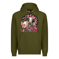 Army Green Be my Valentine Holstein Cow Valentine's Day Premium Hoodie - FaDigitalArtStudio