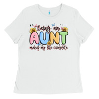White being an aunt makes my life complete Ladies Tee - MaliasSmallBusiness