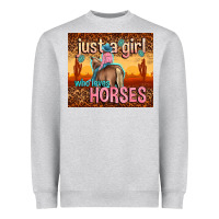 Heather Grey just a girl who loves horses Heavyweight Sweatshirt - TumblerDesignByShophia