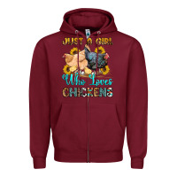 Burgundy just a girl who loves chickens Zipper Hoodie - OliviaCreatesArt