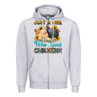 Heather Grey just a girl who loves chickens Zipper Hoodie - OliviaCreatesArt