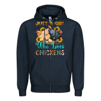 Navy just a girl who loves chickens Zipper Hoodie - OliviaCreatesArt