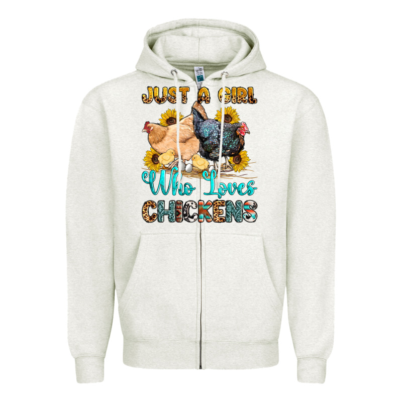 Just A Girl Who Loves Chickens Zipper Hoodie by OliviaCreatesArt | Teevron