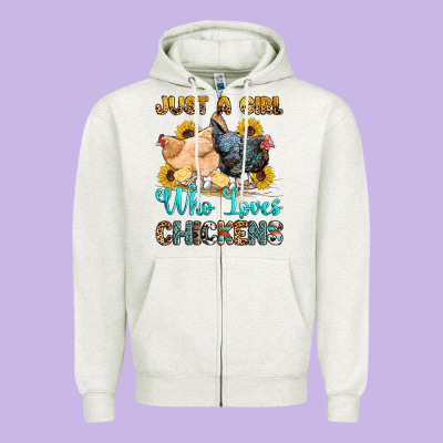 Just A Girl Who Loves Chickens Zipper Hoodie Designed By Oliviacreatesart