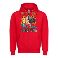 Red just a girl who loves chickens Zipper Hoodie - OliviaCreatesArt
