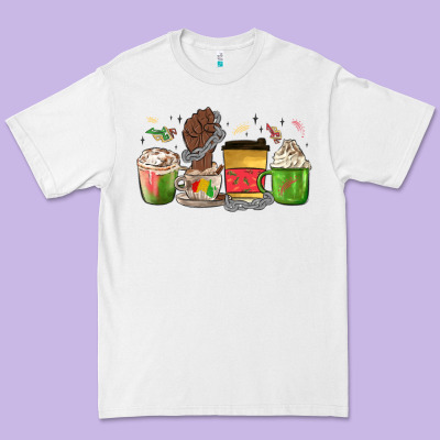 Juneteenth Coffee Cups Premium Tee Designed By Maliassmallbusiness