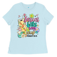 Baby Blue easter jesus fills my cup Ladies Tee - MaliasSmallBusiness