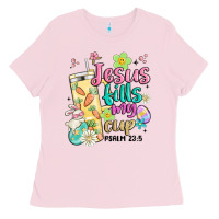Bubblegum Pink easter jesus fills my cup Ladies Tee - MaliasSmallBusiness