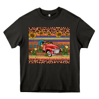 Asphalt truck sunflower leopard Heavy Core Tee - AdoDesignShop