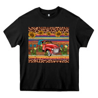 Black truck sunflower leopard Heavy Core Tee - AdoDesignShop