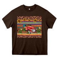 Chocolate Brown truck sunflower leopard Heavy Core Tee - AdoDesignShop