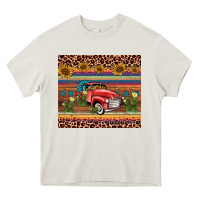Cream truck sunflower leopard Heavy Core Tee - AdoDesignShop