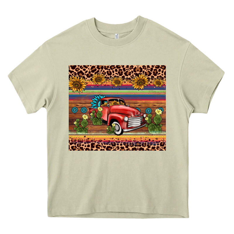 Truck Sunflower Leopard Heavy Core Tee by AdoDesignShop | Teevron