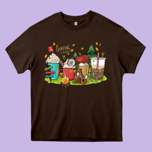 Camp Coffee Drink Heavy Core Tee Designed By Maliassmallbusiness