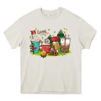 Cream camp coffee drink Heavy Core Tee - MaliasSmallBusiness