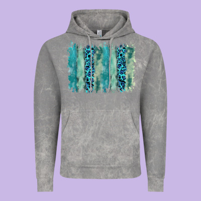 Turquoise Leopard Watercolor Brushstroke Background Vintage Hoodie Designed By Ranaportraitstore