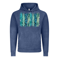 Vintage Denim turquoise leopard watercolor brushstroke background Vintage Hoodie - RanaPortraitStore