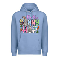 Colony Blue Do the bunny hop Easter Premium Hoodie - OliviaCreatesArt