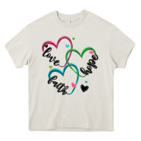 Cream faith hope love Heavy Core Tee - MaliasSmallBusiness