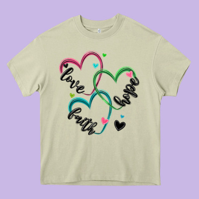 Faith Hope Love Heavy Core Tee Designed By Maliassmallbusiness