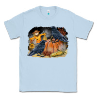 Dusty Blue Fall Background With Crow Classic Tee - LillyAllenDesigns
