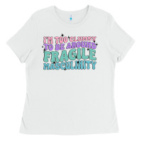 White i'm too clumsy to be around fragile masculinity Ladies Tee - MaliasSmallBusiness