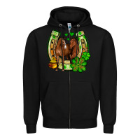 Black St. Patrick's Day horse horseshoe Zipper Hoodie - OliviaCreatesArt