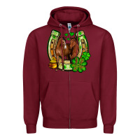 Burgundy St. Patrick's Day horse horseshoe Zipper Hoodie - OliviaCreatesArt