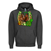 Charcoal Heather St. Patrick's Day horse horseshoe Zipper Hoodie - OliviaCreatesArt