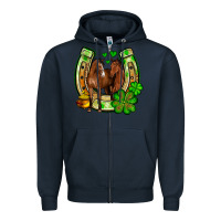 Navy St. Patrick's Day horse horseshoe Zipper Hoodie - OliviaCreatesArt