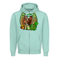 Seafoam St. Patrick's Day horse horseshoe Zipper Hoodie - OliviaCreatesArt