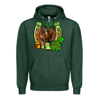 Sports Green St. Patrick's Day horse horseshoe Zipper Hoodie - OliviaCreatesArt